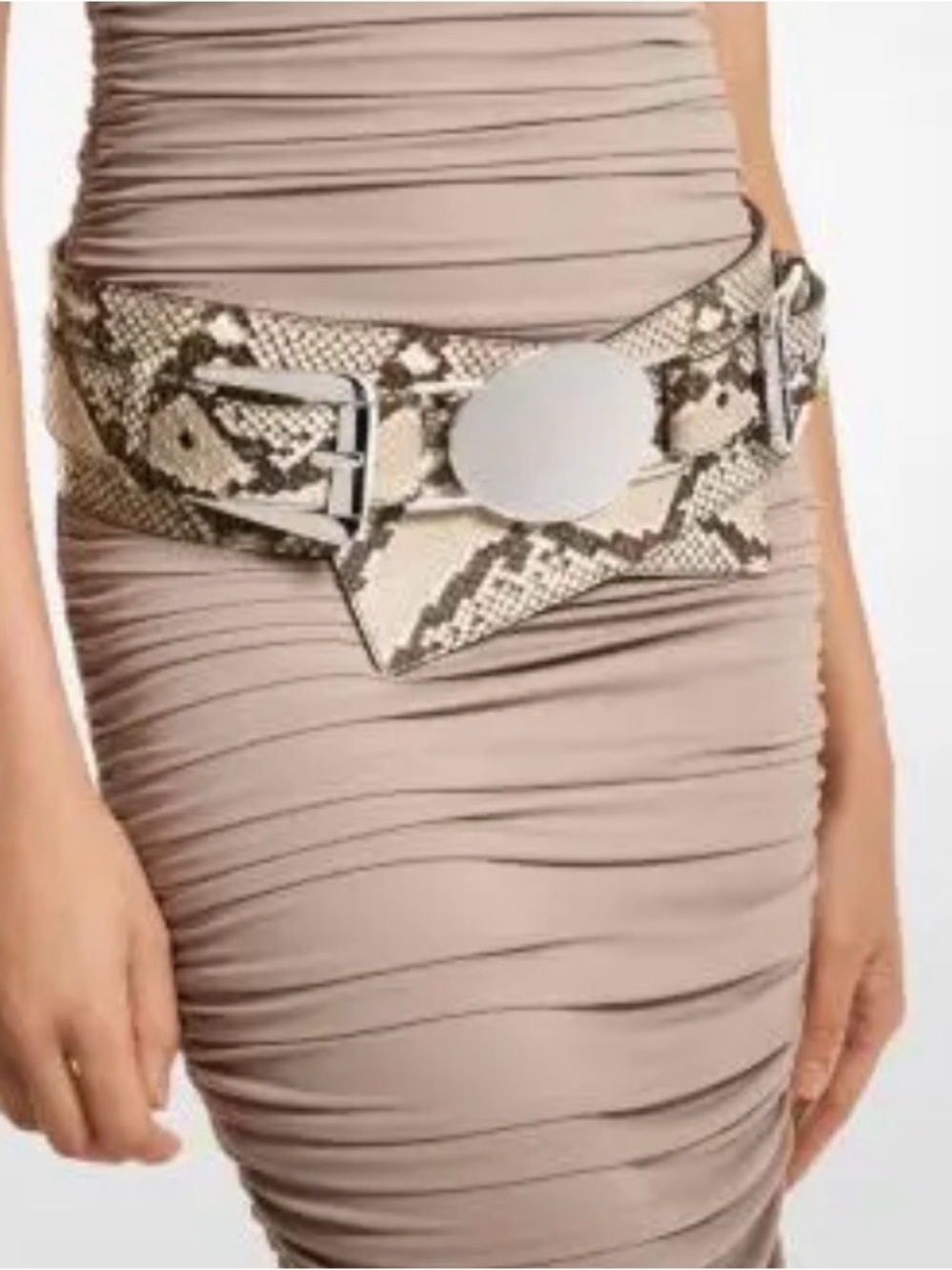 Michael Kors Gloria Python Embossed Leather Belt NWT- Size  M